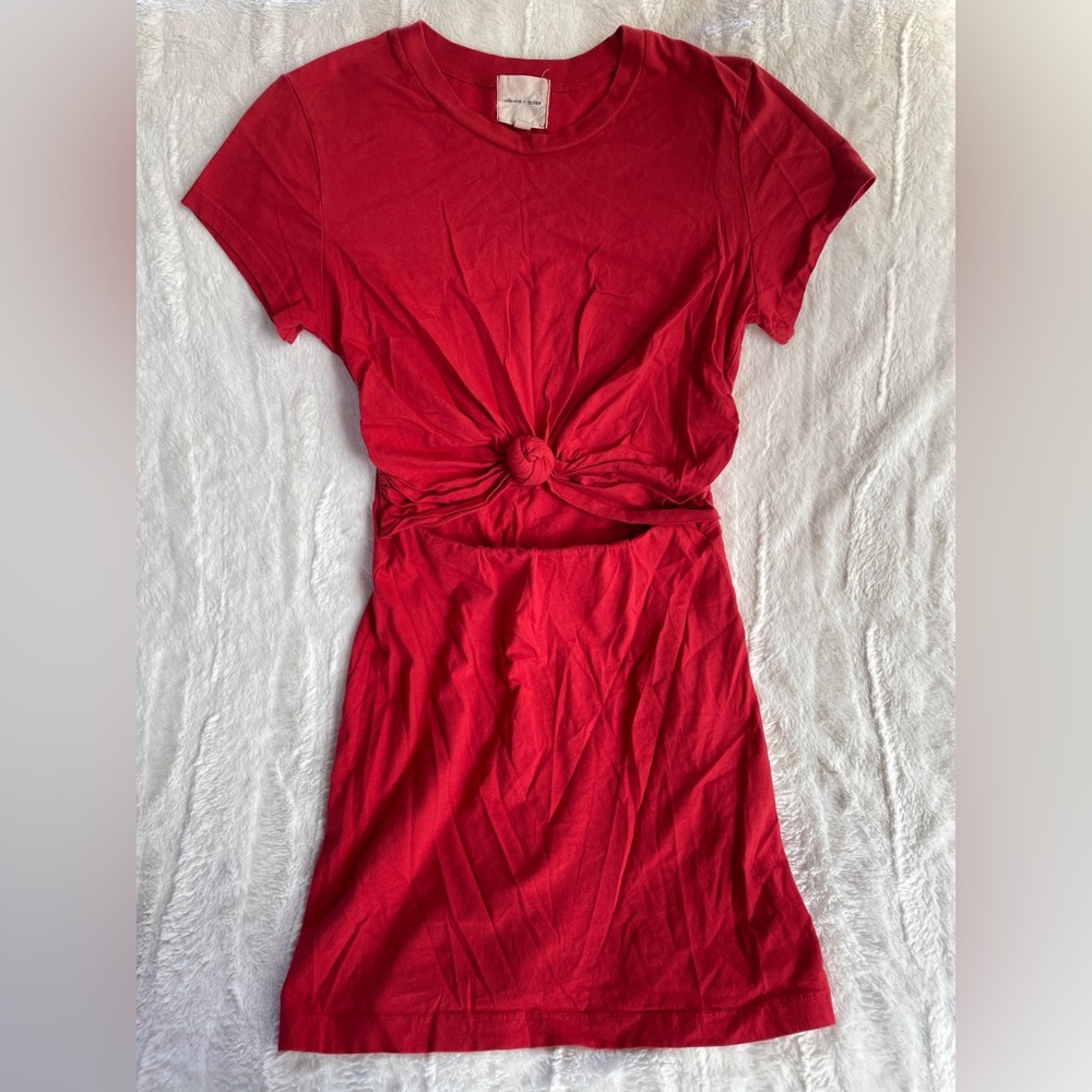 Silence + Noise Red Tie Front Mini Dress M